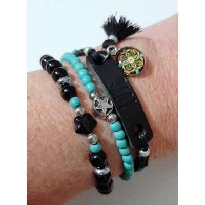 Zwarte "Love" armbanden set Zwarte "Love" armbanden set
