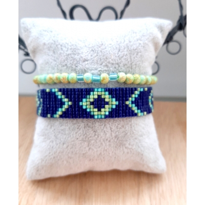 miyuki armband in donkerblauw/ turquoise miyuki armband in donkerblauw/ turquoise