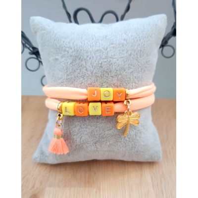 armband van elastisch ibizakoord in peach armband van elastisch ibizakoord in peach