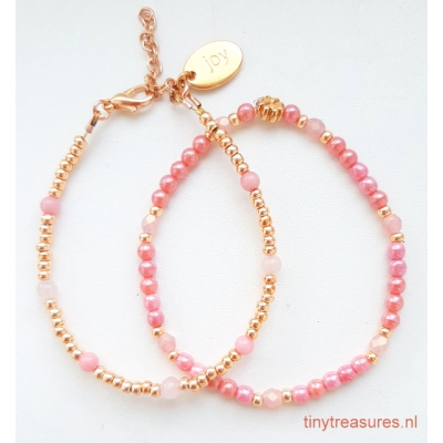 armbandsetje roségoud/ roze armbandsetje roségoud/ roze