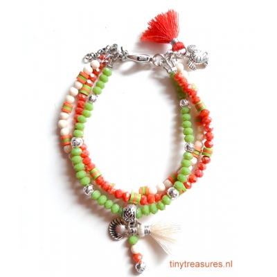 armband in koraal / groen armband in koraal / groen