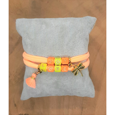 armband van elastisch ibizakoord in peach