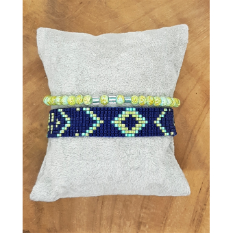 miyuki armband in donkerblauw/ turquoise