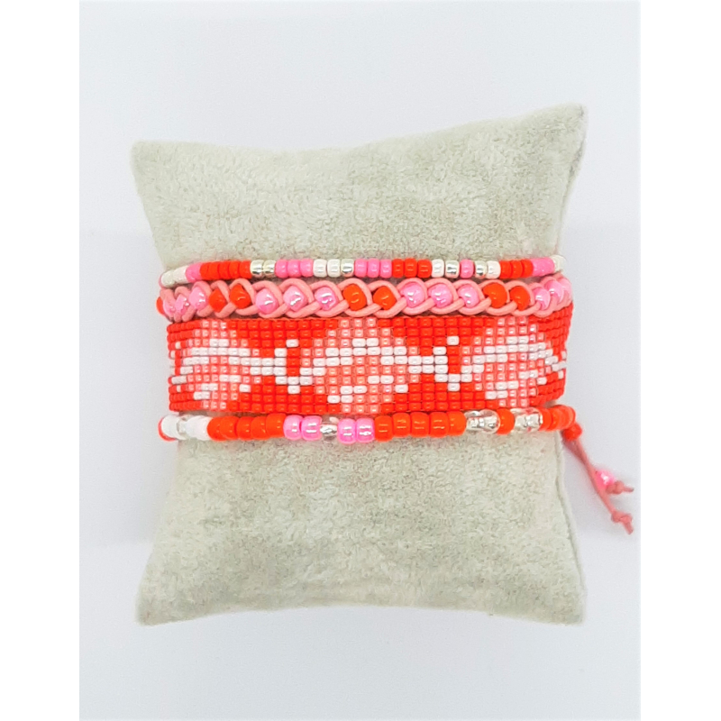  Miyuki armbanden set in roze rood