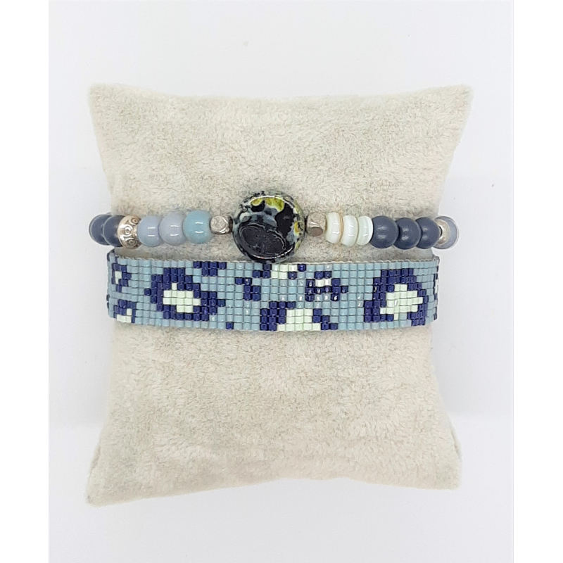 miyuki panter armband  blauwgrijs