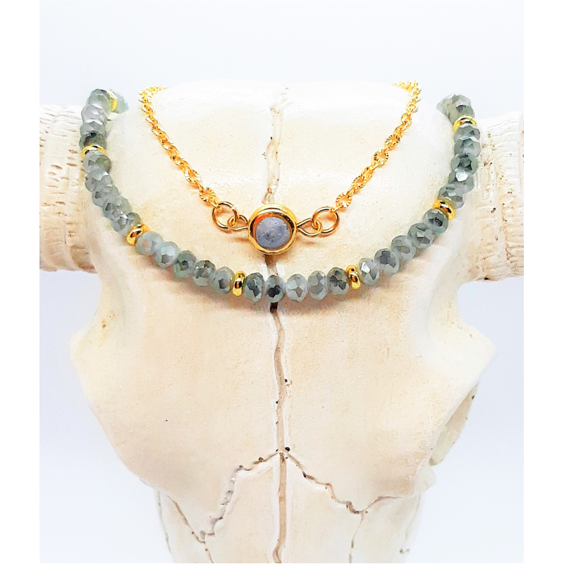 gouden armband setje in grijsgroen