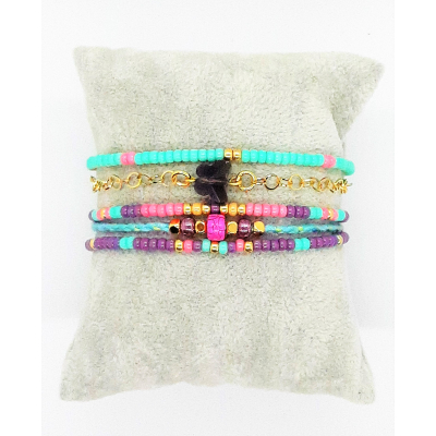 boho armband in turquoise paars roze goud