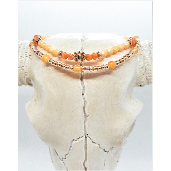 armband setje in peach en roségoud