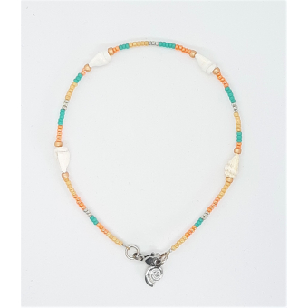 schelp enkelbandje toffee turquoisegroen