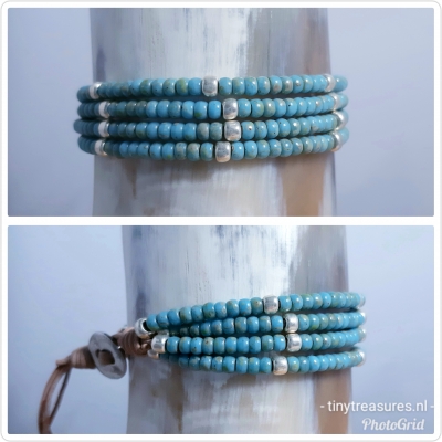 kralenarmband in turquoise blauw/ zilver kralenarmband in turquoise blauw/ zilver