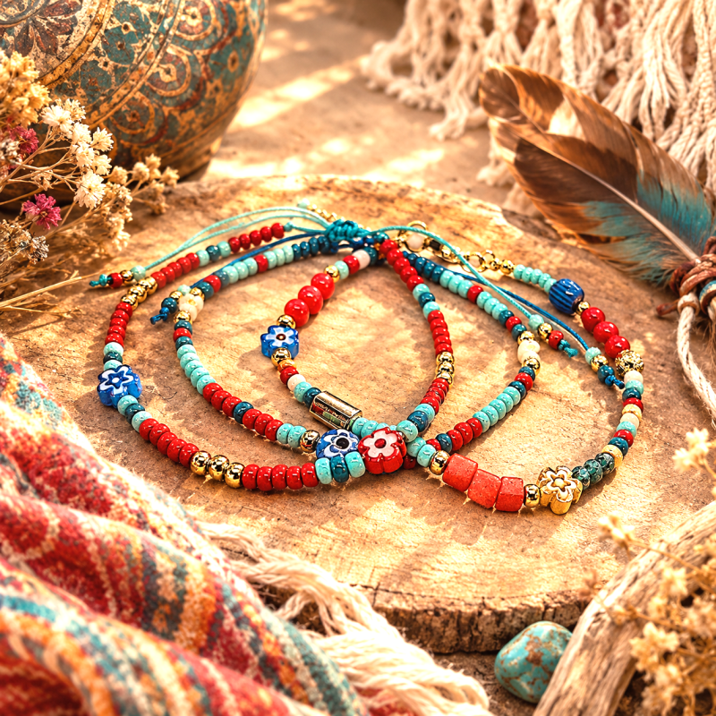 boho armband setje turquoise
