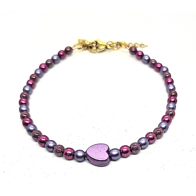 hartjes armband lila/ paars