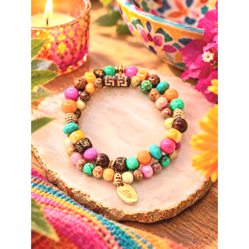 kleurrijke natuursteen armband
