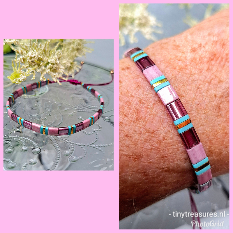 miyuki tile armband lila