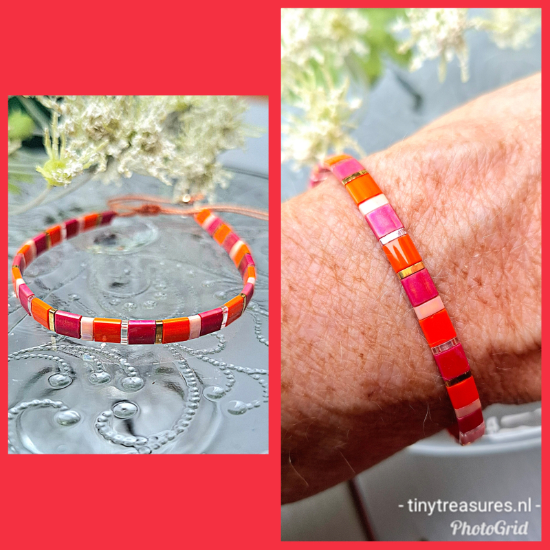 miyuki tile armband fel oranje