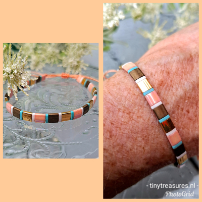 miyuki tila armband peach