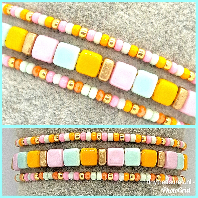 Pastel tilebead armbandenset