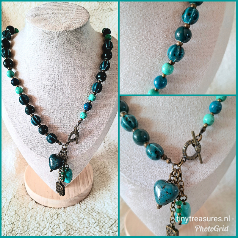 blauwgroene halsketting