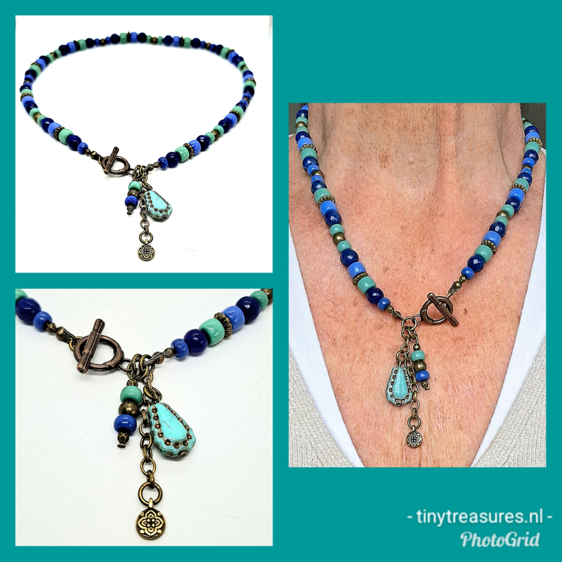 blauwe halsketting