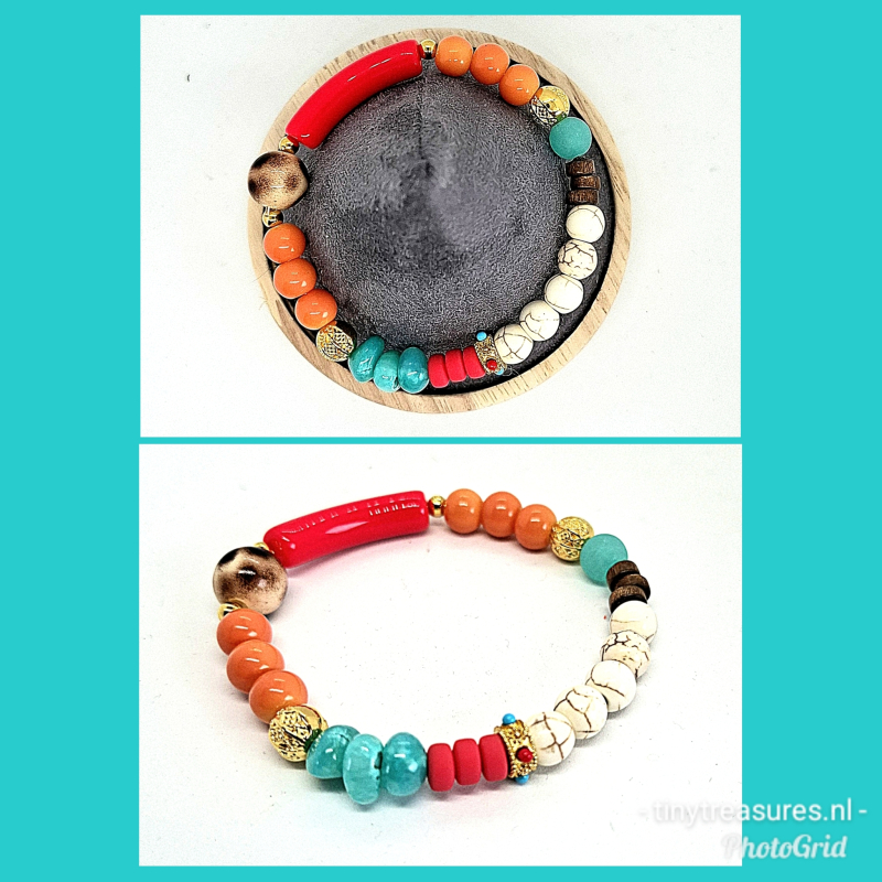 statement armband rood/ oranje