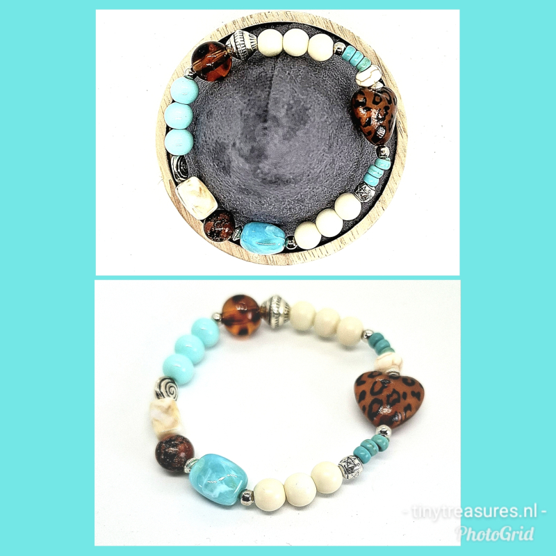 statement armband lichtblauw/ wit