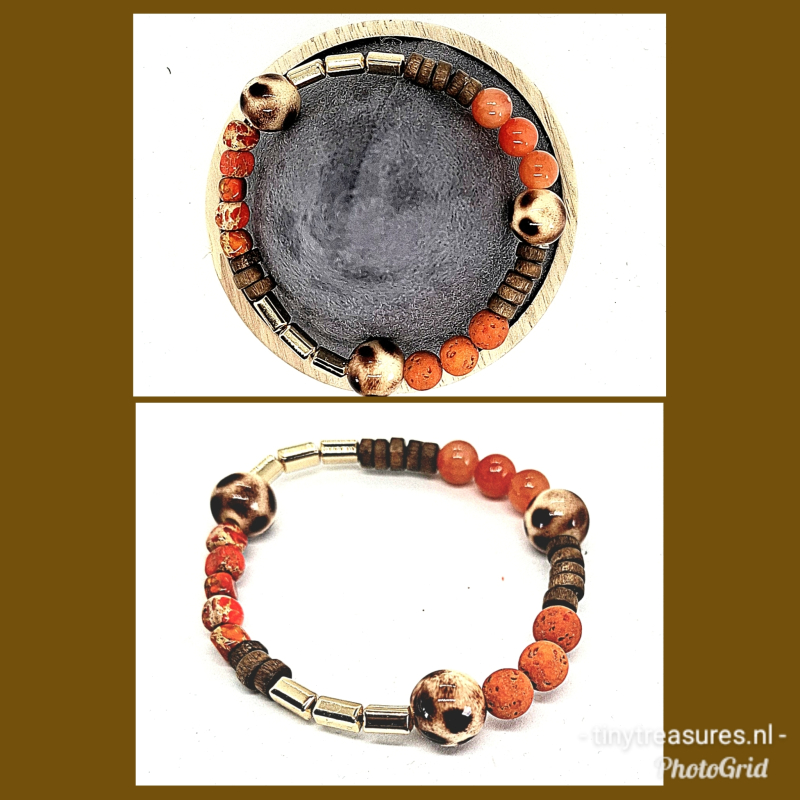 statement armband oranje/ bruin