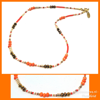 boho kettinkje oranje/ brons