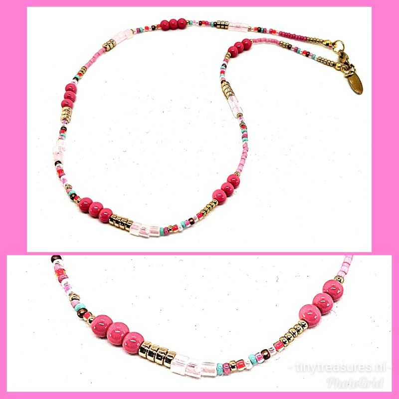 boho kettinkje roze