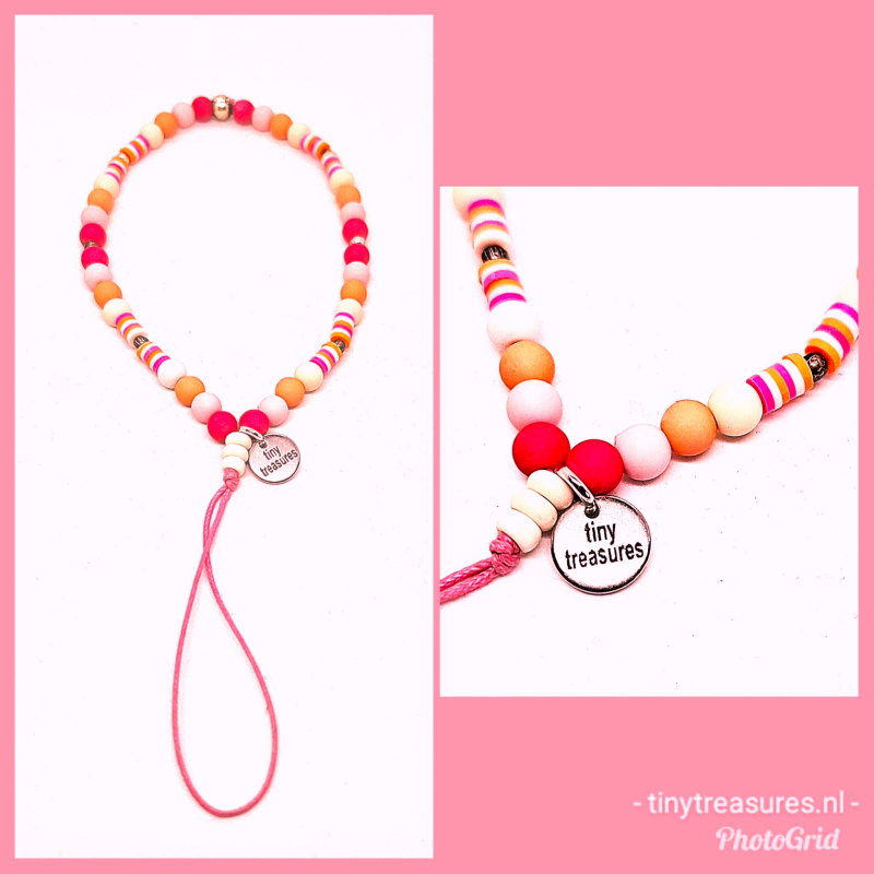 telefoonketting roze