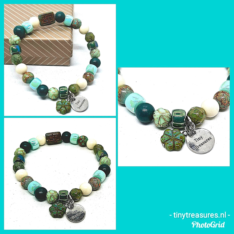 petrol groene armband met hanger