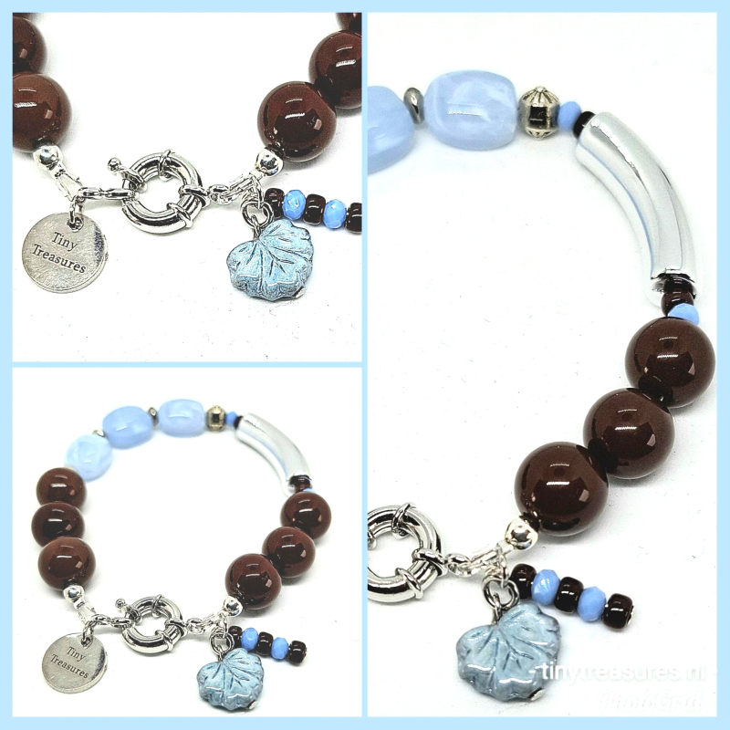 armband in bruin en blauw