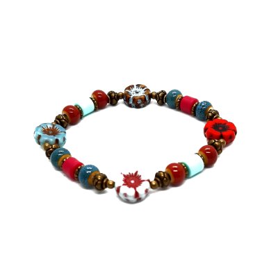 flower power armband met rood