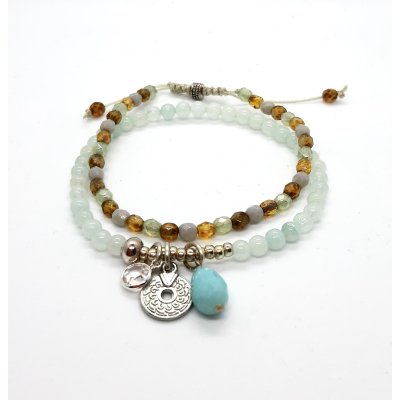 armband setje in heel zacht blauw jade