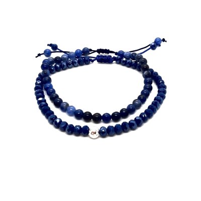 natuursteen armband setje in donkerblauw