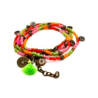 boho wikkelarmband oranje/ brons