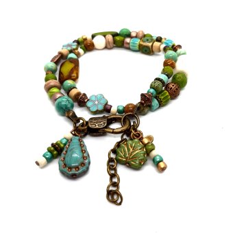 turquoise groene bohemian armband