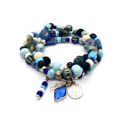 bohemian armband  in blauw tinten