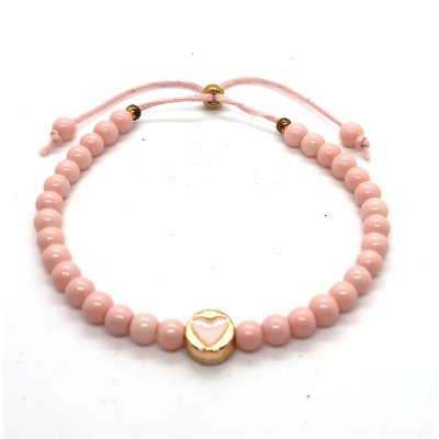 hartjes armband pastel roze/ goud