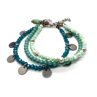 armband in groentinten met muntjes