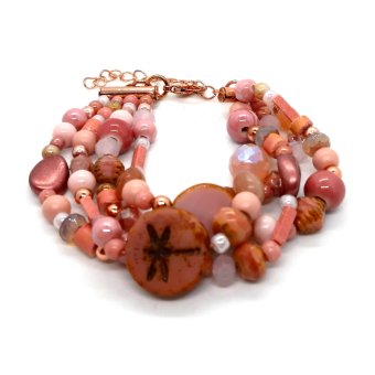 kralenarmband in verschillende tinten roze (KLEINE MAAT)