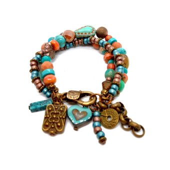 bronzen bohemian armband met turquoise