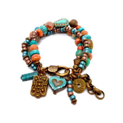 bronzen bohemian armband met turquoise