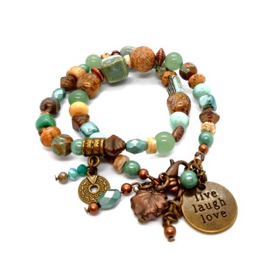 bohemian armband in mint en brons