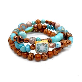 brons turquoise boho armband