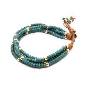 kralenarmband in turquoise blauw/ zilver