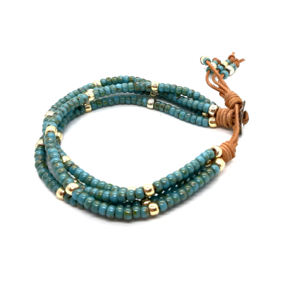 kralenarmband in turquoise blauw/ zilver