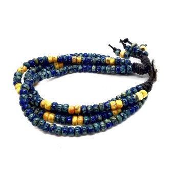 kralenarmband blauw/ geel