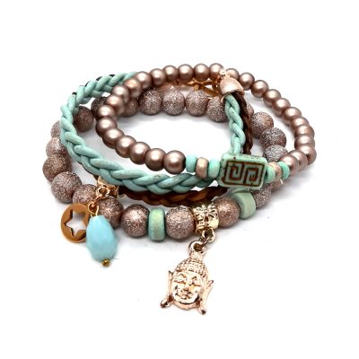 armband in mint met champagne goud