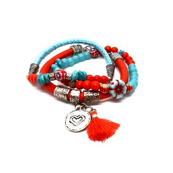 rood met turquoise blauw armband
