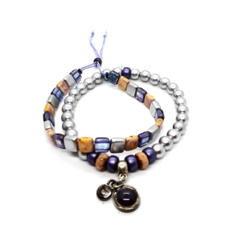 armbanden setje in lila/ paars/ zilver